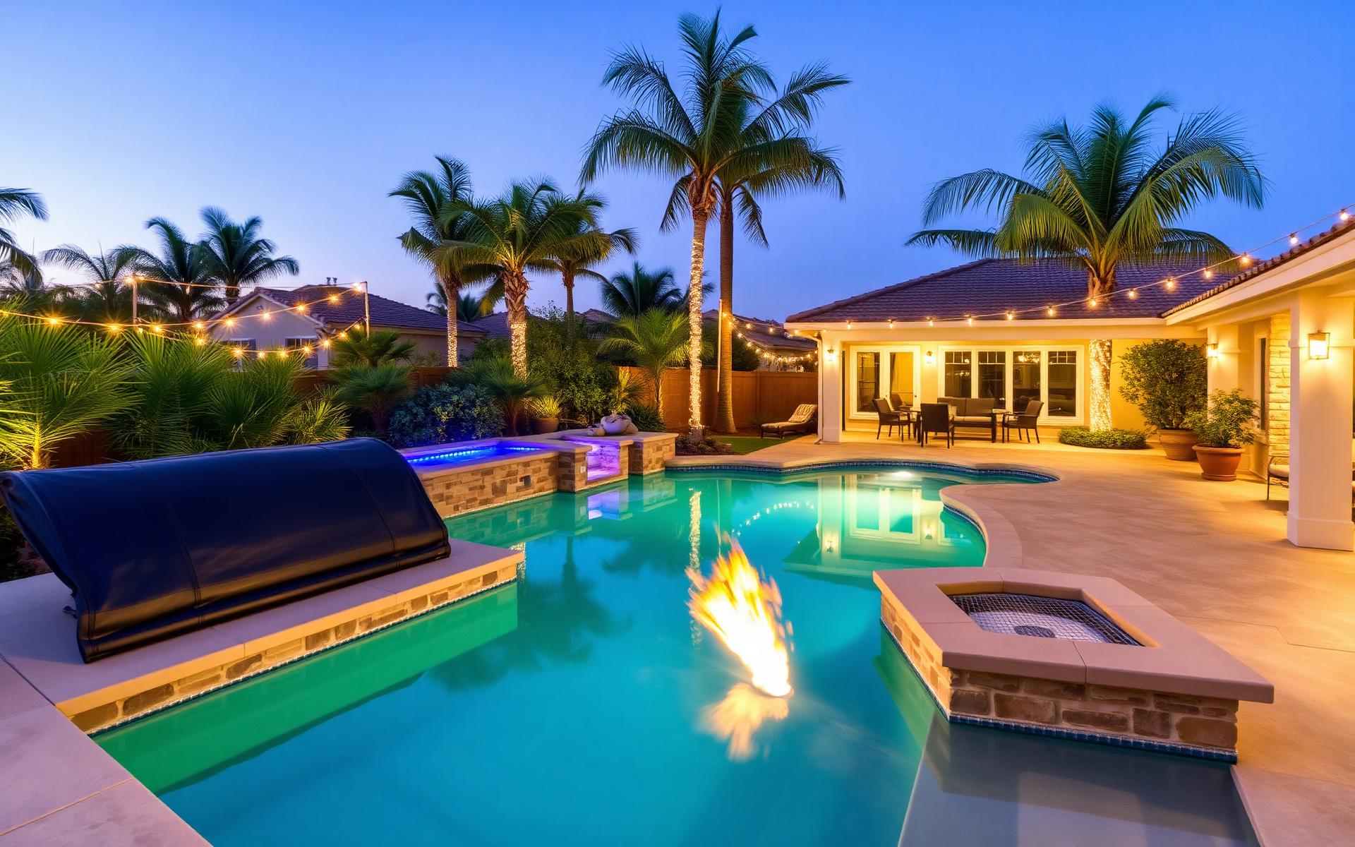 Backyard pool and patio at 6551 Westmont Avenue